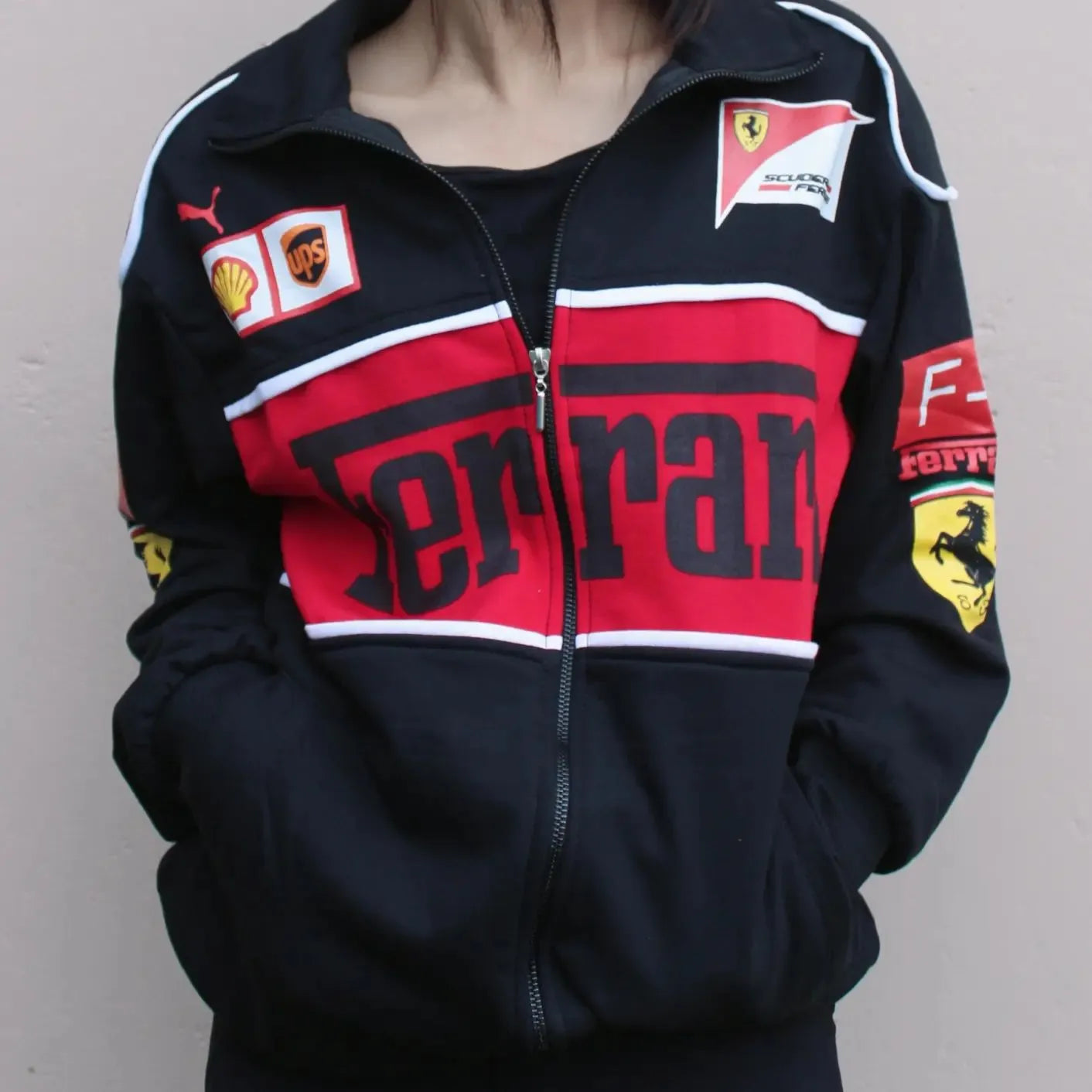 Women s Black Ferrari F1 Jacket Timeless Racing Fashion Meets Modern Edge Mercy wear