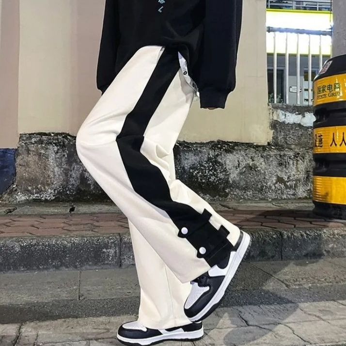 Aesthetic Wide-Leg Button Pants - Streetwear Hip-Hop Fashion"