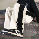 Aesthetic Wide-Leg Button Pants - Streetwear Hip-Hop Fashion"