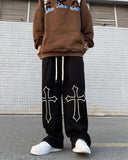 Aesthetic Cross Baggy Straight Fit Track Pants - Iconic Street Style