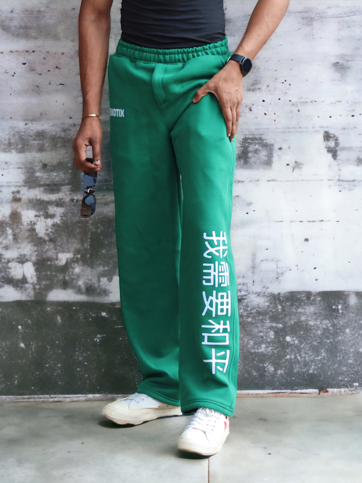 GREEN BAGGY STYLE TRACKPANT