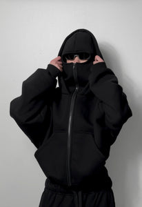 Balaclava Layered Double Zip Hoodie