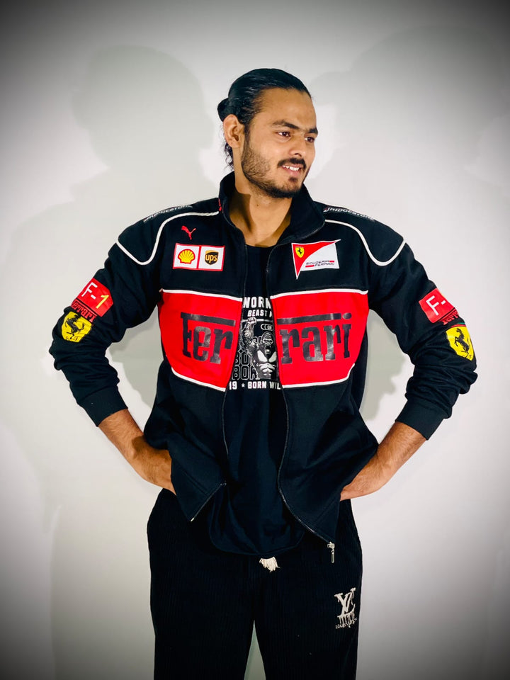 Racing Icon Black Ferrari F1 Vintage Jacket | For True Racers and Motorsport Enthusiasts