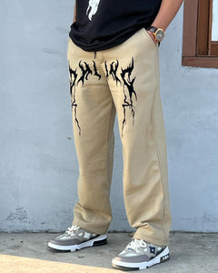 Y2K Khaki Low Rise Baggy Pants | Vintage Grunge Style for Men