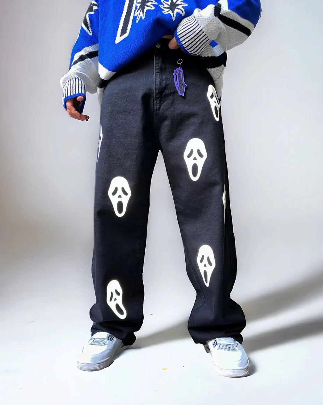 Skull Printed Baggy Jeans | Edgy Streetwear Aesthetic